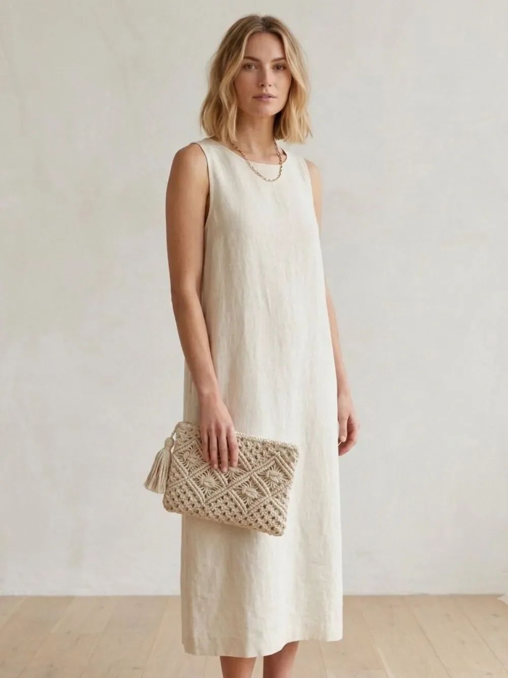 Boho Crochet Cream Macramé Clutch Bag Festival Zipper Purse Summer